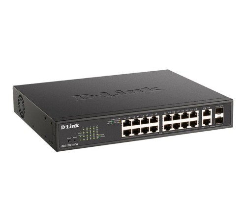 коммутатор D-Link EasySmart L2 Switch 16х1000Base-T PoE, 2xCombo 1000Base-T/SFP, PoE Budget 130W