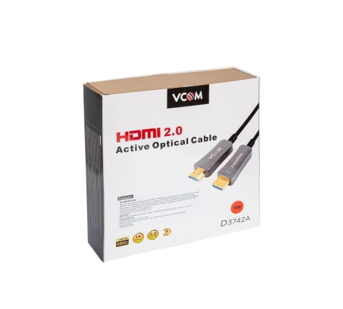 Кабель/ Активный оптический кабель HDMI 19M/M,ver. 2.0, 4K@60 Hz 30m VCOM <D3742A-30M>