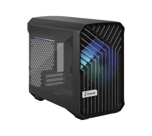 Корпус ПК без блока питания/ Case Fractal Design Torrent Nano RGB TG Light Tint, Mini-Tower, 1x180mm RGB, 2xUSB-A 3.2 + 1xUSB 3.2 Type-C mITX, mDTX Black