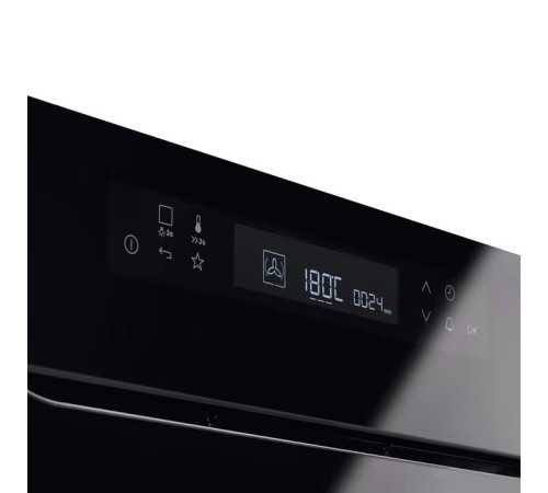 Встраиваемые электрические духовки ELECTROLUX/ Встраиваемый духовой шкаф с конвекцией, объем 72 л, 11 режимов, 9 автопрограмм, очистка пиролитическая, 4 стекла в дверце, направляющие проволочные + телескопические (1 уровень), термощуп, сенсорное управлени