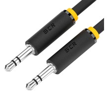 GCR Кабель 10.0m аудио jack 3,5mm/jack 3,5mm черный, желтая окантовка, ультрагибкий, M/M, Premium, экран, стерео, GCR-53818