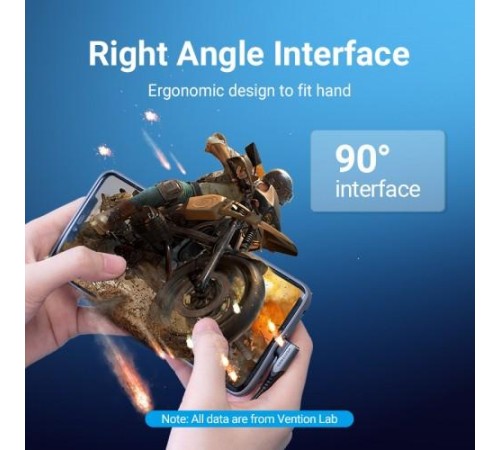 Кабель Vention USB 2.0 CM/CM угловой - 1м. Серый 5А PD100W