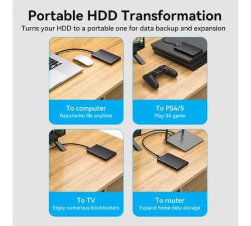 Внешний корпус Vention для HDD/SSD 2.5" (USB 3.0 Mirco-B) Черный