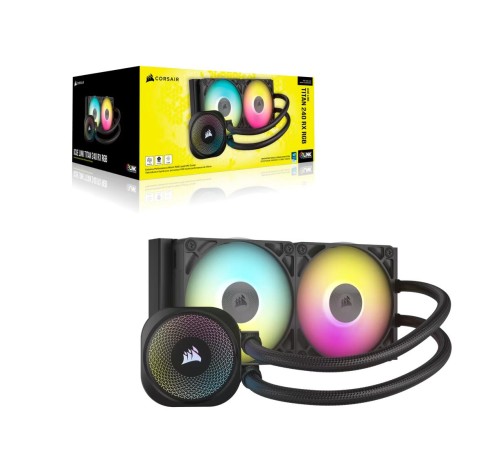 Система жидкостного охлаждения/ Water Cooling System Corsair iCUE LINK TITAN 240 RX RGB (240mm, Black, RGB/ Fans: 2x120mm, 73.5CFM, 36dBA, 2100RPM/ S: 1851, 1700, AM5, AM4) Система жидкостного охлаждения/ Water Cooling System Corsair iCUE LINK TITAN 240 RX RGB (240mm, Black, RGB/ Fans: 2x120mm, 73.5CFM, 36dBA, 2100RPM/ S: 1851, 1700, AM5, AM4)