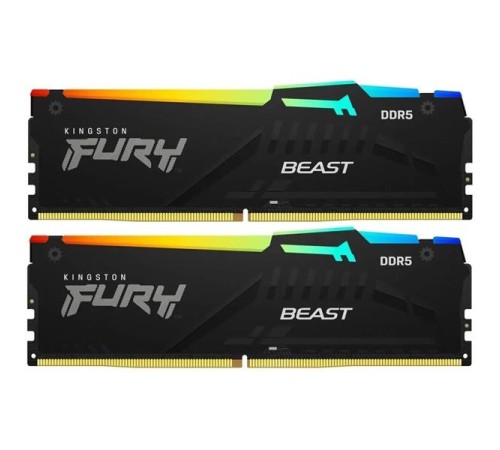 Оперативная память Kingston 32GB 6000MT/s DDR5 CL30 DIMM kit (2x16GB) FURY Beast RGB XMP