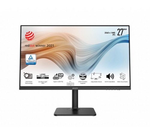 Монитор LCD 27'' [16:9] 2560х1440(WQHD) IPS, nonGLARE, 75 Hz, 250 cd/m2, H178°/V178°, 1000:1, 100M:1, 16.7M, 4ms, HDMI, DP, USB-C, Height adj, Pivot, Tilt, Swivel, 1Y, Black (Вскрытая упаковка)