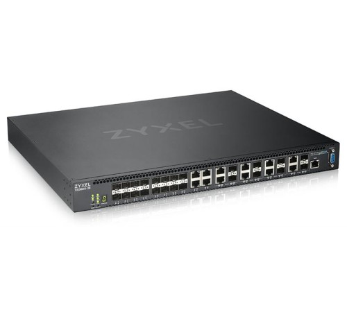 Коммутатор Мультигигабитный L3 Core коммутатор Zyxel NebulaFlex Pro XS3800-28, rack 19", 4xRJ-45: 1/2,5/5/10G, 8xCombo (SFP: 1/10G, RJ-45: 1/2,5/5/10G), 16xSFP+, стекируемый (до 4), 2 блока питания в комплекте