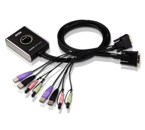 Переключатель электронный ATEN 2-Port USB DVI/Audio Cable KVM Switch with Remote Port Selector Переключатель электронный ATEN 2-Port USB DVI/Audio Cable KVM Switch with Remote Port Selector