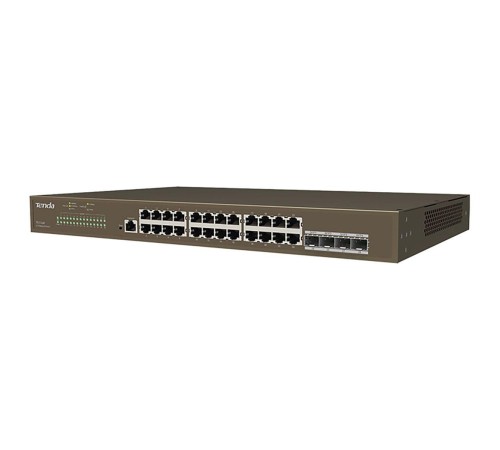 Коммутатор/ Tenda TEG5328F Коммутатор управляемый L2, 28 портов, 24х1 Гбит/с, Base-X SFP 4х1 Гбит/с, установка в стойку