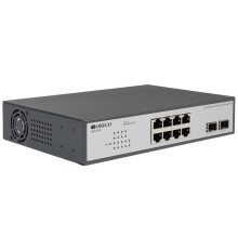Коммутатор ORIGO Неуправляемый PoE-коммутатор, 8x1000Base-T PoE, 2x1000Base-X SFP, PoE-бюджет 120 Вт, комплект для установки в 19" стойку