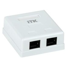 Настенная информационная розетка RJ45 8P8C, кат.5Е UTP, 2-порта, белая