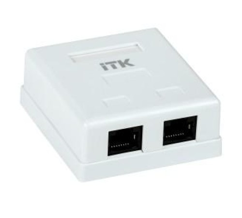 Настенная информационная розетка RJ45 8P8C, кат.5Е UTP, 2-порта, белая