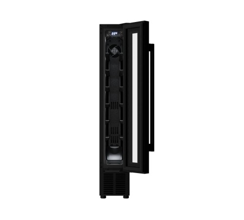 Винный шкаф KUPPERSBERG/ Винный шкаф KUPPERSBERG, встраиваемый, High-Tech, ВхШхГ 87х15х52.5 см, объем 20 л, вместимость 7 бутылок, диапазон температуры 5-20 градусов, механическое открытие двери, LED дисплей, уровень шума 39 дБ, цвет черный