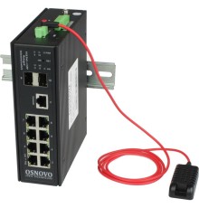 Коммутатор/ OSNOVO Промышленный гигабитный L2+ коммутатор HiPoE на 10 портов с функцией мониторинга температуры/ влажности/ напряжения, 1 *10/100/1000Base-T с PoE BT (до 90W), 7 *10/100/1000Base-T с PoE (до 30W), 2*SFP 1000Base-X, суммарно PoE до 300W,  Б