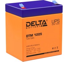 Батарея DELTA серия DTM, DTM 1205, напряжение 12В, емкость 5Ач (разряд 20 часов),  макс. ток разряда (5 сек.) 75А, макс. ток заряда 1.5А, свинцово-кислотная типа AGM, клеммы F2, ДxШxВ 90х70х101мм., вес 1.8кг., срок службы 6 лет./ Battery DELTA series DTM,