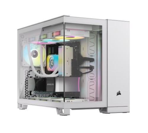Корпус без блока питания/ Case Corsair iCUE LINK 2500X RGB, Midi-Tower, TG, 2x120mm RGB, 2xUSB-A 3.2, 1xUSB 3.2 Type-C, mATX, mITX White