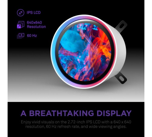 Система жидкостного охлаждения для ПК/ Water Cooling System NZXT Kraken Elite 420 RGB (350W, 420mm, LED temp., White/ Fans: 3x140mm, 98.61CFM, 34.5dBA, 2000RPM/ Pump height 65mm, 2800RPM, Rad thickness 27mm/ S: 1851, 1700, 1200, 115X, AM5, AM4)
