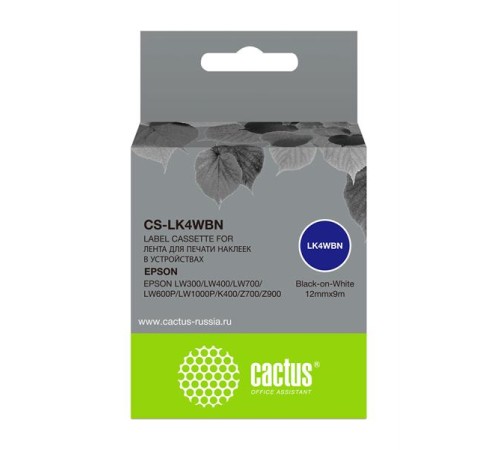 Картридж ленточный Cactus CS-LK4WBN для Epson LW300/LW400/LW700/LW600P/LW1000P/K400/Z700/Z900