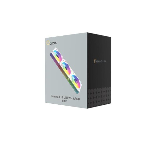 Вентилятор для корпуса Ocypus Gamma F12 UNI WH ARGB 3 IN 1, 3x120x120x25mm, 4-PIN PWM, 800-1800 RPM, 31 DBA MAX, HYDRO BEARING