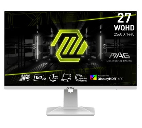 Монитор MSI MAG 274QRFW 27" 16:9 WQHD(2560x1440) Rapid IPS Flat, DisplayHDR 400, 1ms, 1000:1, 100M:1, 400nits, 2xHDMI 2.0b, DP 1.4a, Tilt, Swivel, Height,Pivot,VESA,180Hz,White,1y w-ty