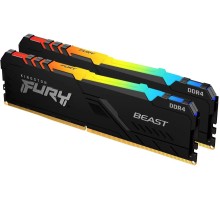 Память оперативная/ Kingston 32GB 3200MT/s DDR4 CL16 DIMM (Kit of 2) 1Gx8 FURY Beast RGB