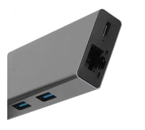 Aдаптер/ Адаптер Type-Cm --> 6в1 RJ-45+3USB3.0(f) +PD+HDMI Alum Shell VCOM <CU459>