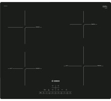 Встраиваемая индукционная панель BOSCH Serie 6, Индукционная варочная панель, стеклокерамика, черный, 60см, управление DirectSelect, 4 индукционных зон нагрева, определение наличия посуды, режим PowerBoost, таймеры прямого отсчета и таймер выключения, сен