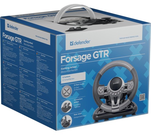 Defender Игровой руль Forsage GTR USB, 12 кнопок, рычаг передач