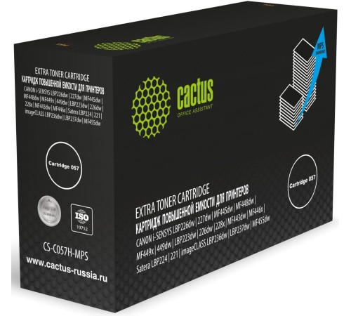 -/ Картридж лазерный Cactus CS-C057H-MPS Cartridge 057 черный (15000стр.) для Canon i-SENSYS LBP226dw/227dw/MF445dw/MF448dw/MF449x/449dw/LBP223dw/226dw/228x/MF443dw/MF446x/Satera LBP224/221/imageCLASS LBP236dw/LBP237dw/MF455dw