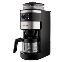 Кофемашина капельного типа MAUNFELD/ Кофемашина капельного типа MAUNFELD MF-731BK, мощность 820 Вт, 5 степеней помола, регулировка крепости кофе, режим подогрева, кофемолка, объем кофейника 0,75 л, цвет черный