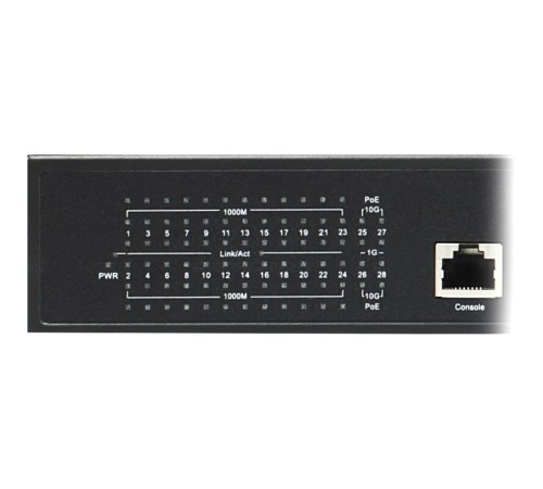 Коммутатор/ OSNOVO Гигабитный L3 PoE коммутатор на 28 портов, 24 *10/100/1000 Base-T PoE, 4*10G SFP+ Uplink, PoE на порт до 30W, суммарно до 400W