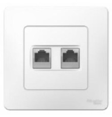 BLANCA С/У РОЗЕТКА двойная: комп.RJ45, кат.5E + телефон. RJ11, БЕЛЫЙ