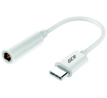 GCR Переходник USB Type C > 3.5mm mini jack, гибкий, белый, GCR-UC2AUXF