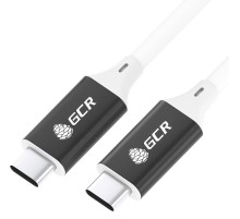 GCR Кабель USB 3.1 Type C-С  1.0m белый, 100W/20V/5A, M/M, TPE, AL сase черный, белый ПВХ, экран, армированный, GCR-50866