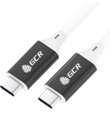 GCR Кабель USB 3.1 Type C-С  1.0m белый, 100W/20V/5A, M/M, TPE, AL сase черный, белый ПВХ, экран, армированный, GCR-50866