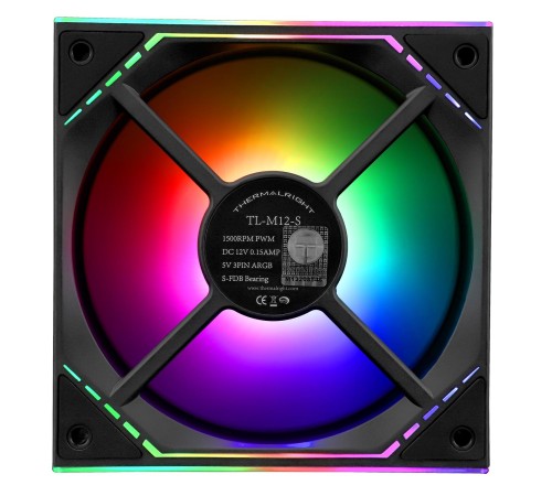 Кулер для корпуса/ Case Cooler Thermalright TL-M12-S (120x124x25mm, 4-pin PWM, ARGB, 47.6CFM, 23.2dBA, 1500RPM, Black) Кулер для корпуса/ Case Cooler Thermalright TL-M12-S (120x124x25mm, 4-pin PWM, ARGB, 47.6CFM, 23.2dBA, 1500RPM, Black)