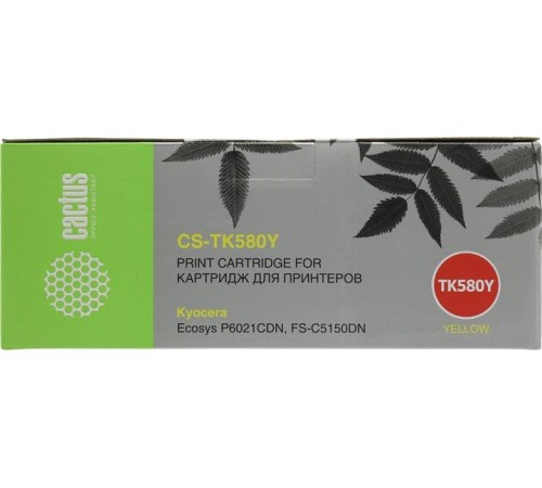 -/ Картридж лазерный Cactus CS-TK580Y TK-580Y желтый (2800стр.) для Kyocera FS-C5150DN/P6021 Ecosys
