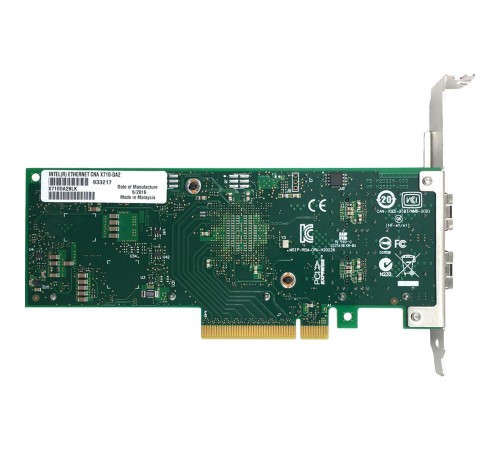 Сетевая карта/ Intel® Ethernet Converged Network Adapter X710-DA2, Dual SFP+ Ports, 10 GBit/s, PCI-E x8 (v3), VMDq, PCI-SIG* SR-IOV Capable, iSCSI, NFS Сетевая карта/ Intel® Ethernet Converged Network Adapter X710-DA2, Dual SFP+ Ports, 10 GBit/s, PCI-E x8 (v3), VMDq, PCI-SIG* SR-IOV Capable, iSCSI, NFS