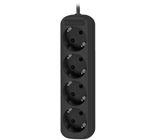 Удлинитель с заземлением Defender M418 1.8 м, 4 розетки, черный/ Power supply grounded Defender M418 1.8 m, 4 sockets, black