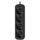 Удлинитель с заземлением Defender M418 1.8 м, 4 розетки, черный/ Power supply grounded Defender M418 1.8 m, 4 sockets, black
