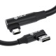 GCR Кабель PREMIUM 0.25m MicroUSB угловой двусторонний, белый, AL case черный, 28/24 AWG, GCR-55108