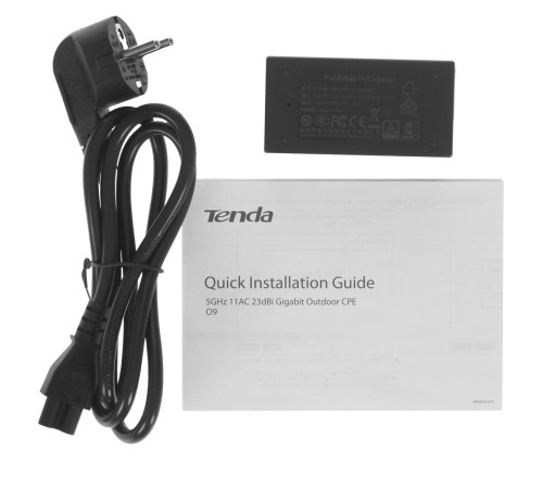 Точка доступа/ Tenda O9 Наружная точка доступа, 5 ГГц, до 867 Мбит/с, внешняя антенна 1x23dBi, IP65, PoE, LAN 1x1 Гбит/с