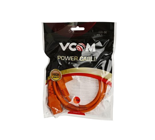 Кабель/ Кабель компьютер --> розетка 220V (угловая Евровилка) <VDE> 3G0,75mm2 VCOM {CE021-O} 1,8m, ОРАНЖЕВЫЙ