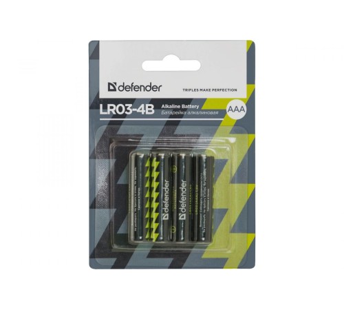 Defender Батарейка алкалиновая LR03-4B AAA, в блистере 4 шт