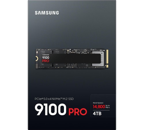 Твердотельный накопитель/ Samsung SSD 9100 PRO, 4000GB, M.2(22x80mm), NVMe 2.0, PCIe 5.0 x4, V-NAND TLC, R/W 14800/13400MB/s, IOPs 2 200 000/2 600 000, TBW 2400, DWPD 0.3 (12 мес.) Твердотельный накопитель/ Samsung SSD 9100 PRO, 4000GB, M.2(22x80mm), NVMe 2.0, PCIe 5.0 x4, V-NAND TLC, R/W 14800/13400MB/s, IOPs 2 200 000/2 600 000, TBW 2400, DWPD 0.3 (12 мес.)