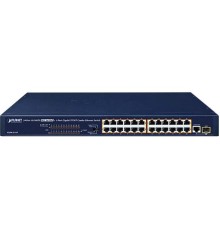 коммутатор/ PLANET FGSW-2511P 24-Port 10/100TX 802.3at PoE + 1-Port Gigabit TP/SFP combo Ethernet Switch (190W PoE Budget, Standard/VLAN/QoS/Extend mode)