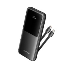 Power Bank Vention 10000mAh(Micro-USB/C/A/A) со встроенными кабелями 22.5W Чёрный с LED Дисплеем, шт.