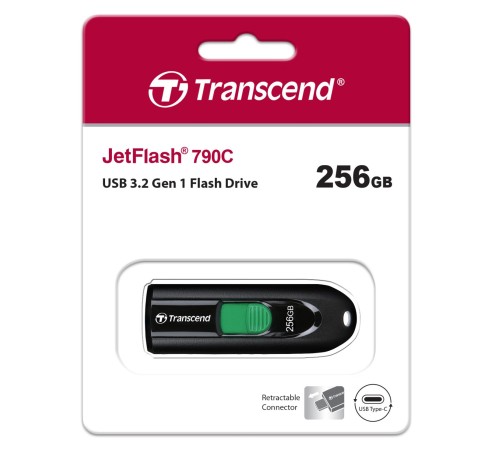 Флеш-накопитель/ Transcend 256GB JetFlash 790 (Black) type-C USB 3.2
