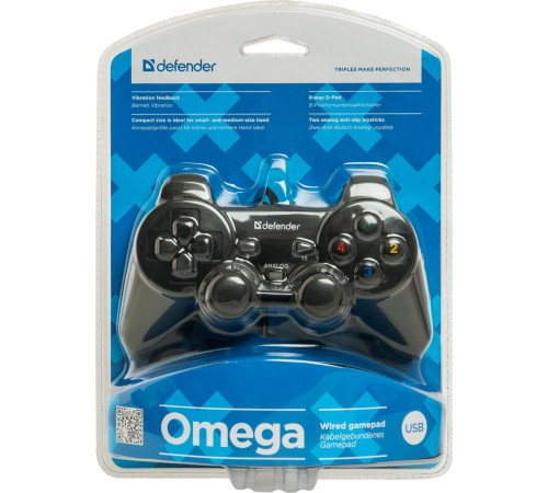 Defender Проводной геймпад Omega USB, 12 кнопок, 2 стика