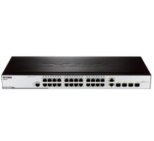 Управляемый коммутатор D-Link Управляемый L2 коммутатор, 24x100Base-TX, 2x1000Base-X SFP, 2xCombo 1000Base-T/SFP, защита от статического электричества до 6 кВ, CLI, консольный порт RJ-45, поддержка Dying Gasp